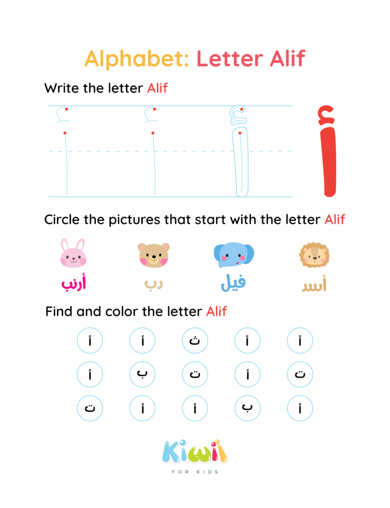 Arabic Alphabet Worksheets Letter Alif Kiwii